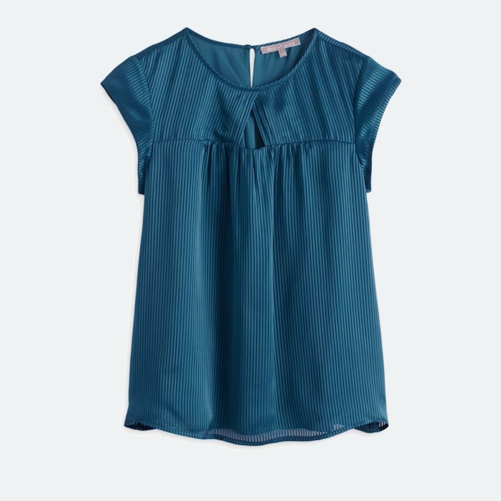 Daniel Rainn Brianna Sleeveless Tank‎ Ribbed Keyhole Blouse Size XL Teal Green